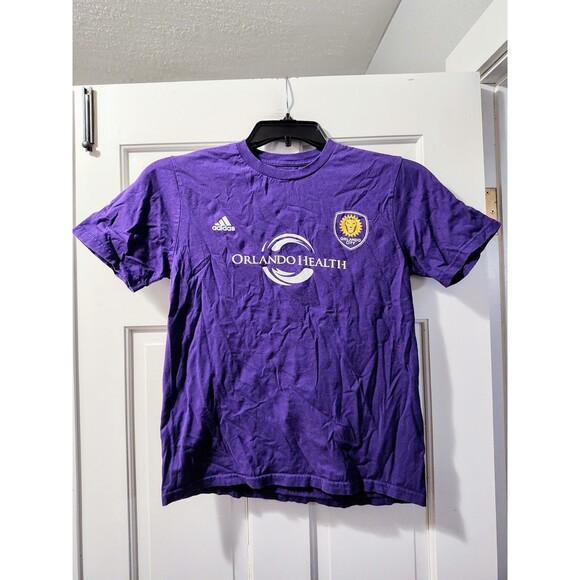 Orlando City Soccer T Shirt Shea #20 Adidas Sz Large 14 16 Purple Youth Cotton - Picture 10 of 11